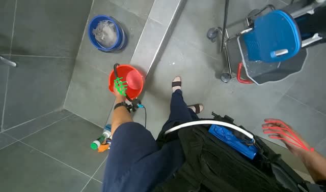 Preparing cleaning cart: egocentric robotics sample