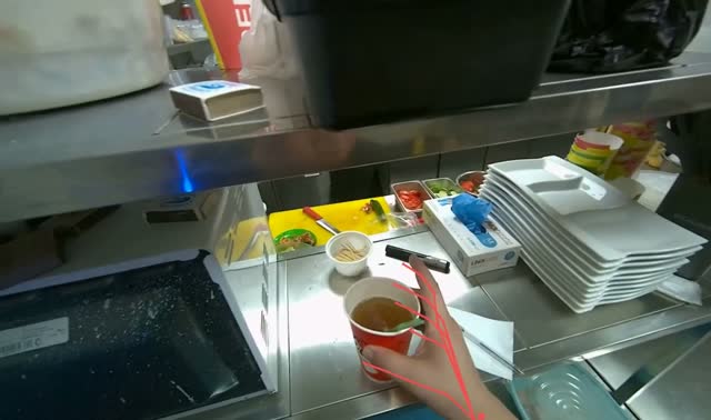 Cutting chicken on cutting board: egocentric robotics sample
