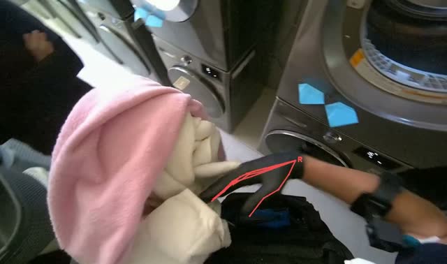 Transferring clothes from washer to basket: egocentric robotics sample