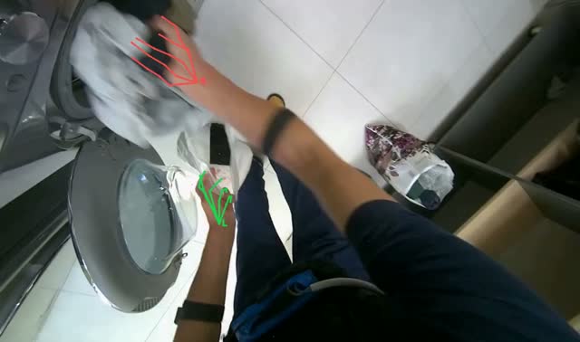 Loading clothes into washing machine: egocentric robotics sample
