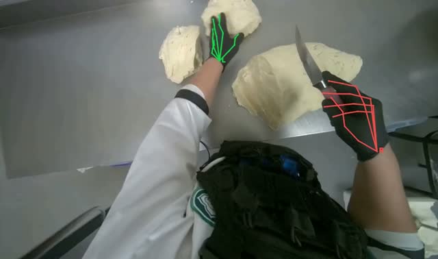 Cutting dough into pieces: egocentric robotics sample