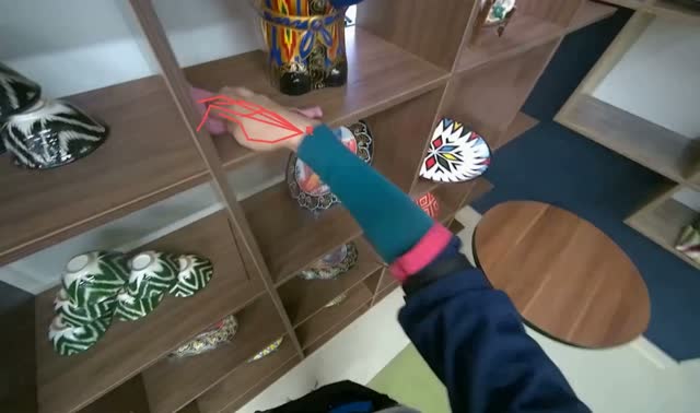 Wiping wooden shelves: egocentric robotics sample
