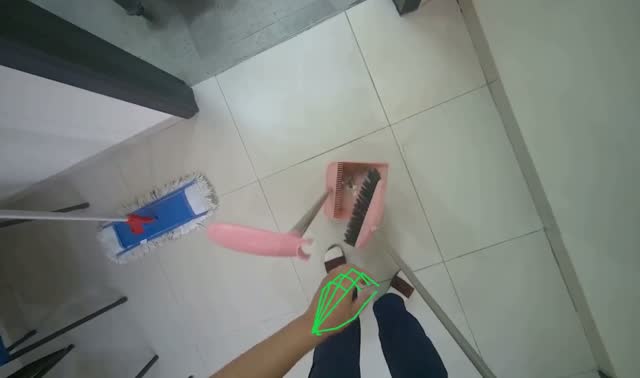 Sweeping debris into dustpan: egocentric robotics sample