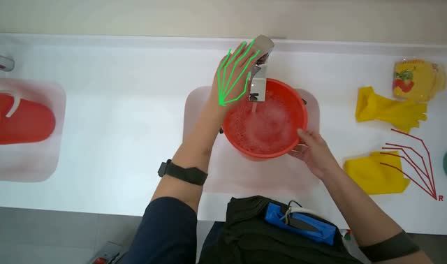 Preparing cleaning supplies and equipment: egocentric robotics sample