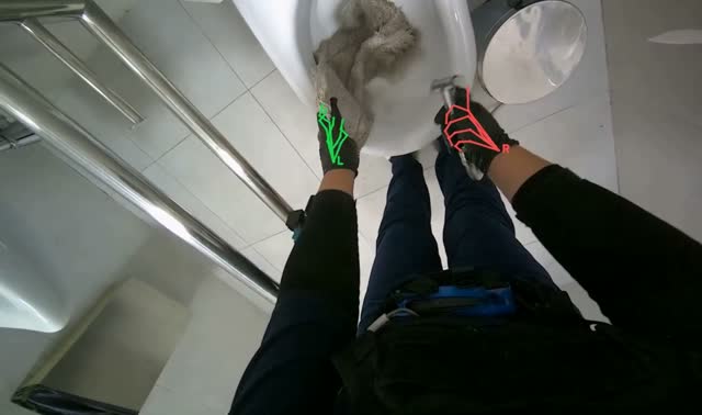 Rinsing mop head in toilet: egocentric robotics sample