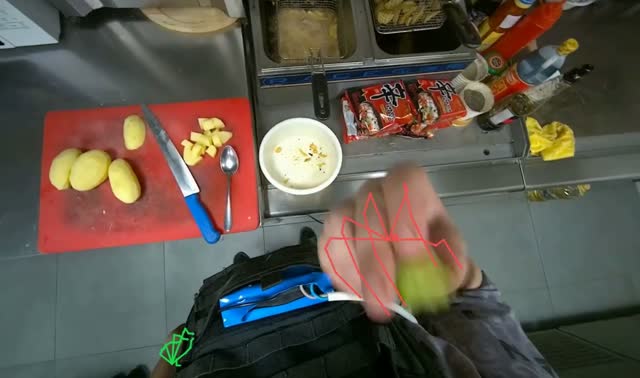 Cooking fries in deep fryer: egocentric robotics sample
