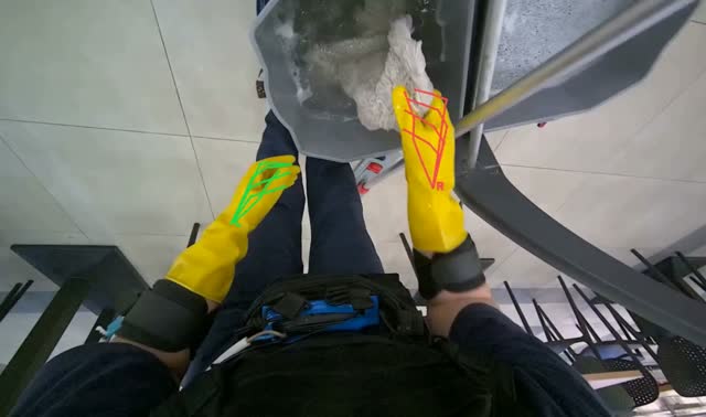 Mopping cafeteria floor: egocentric robotics sample
