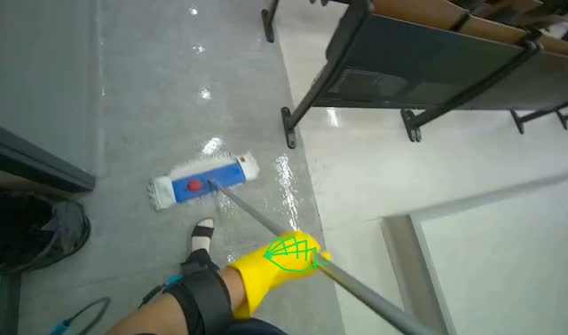 Mopping auditorium floor: egocentric robotics sample