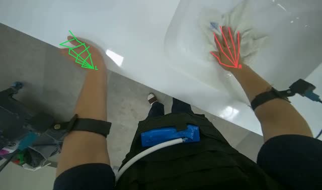 Cleaning restroom sinks and countertop: egocentric robotics sample