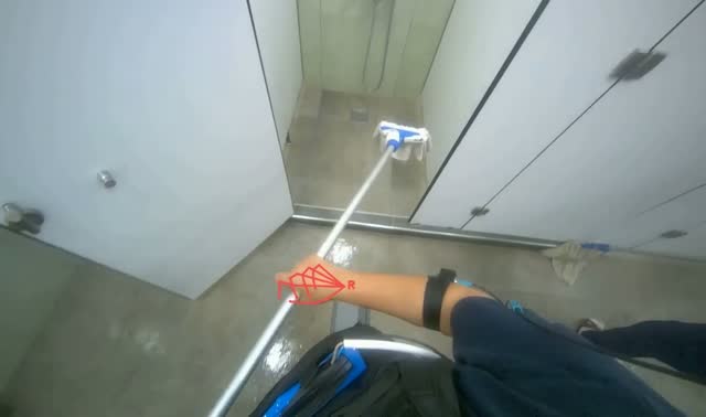 Cleaning Shower Walls and Partitions: egocentric robotics sample