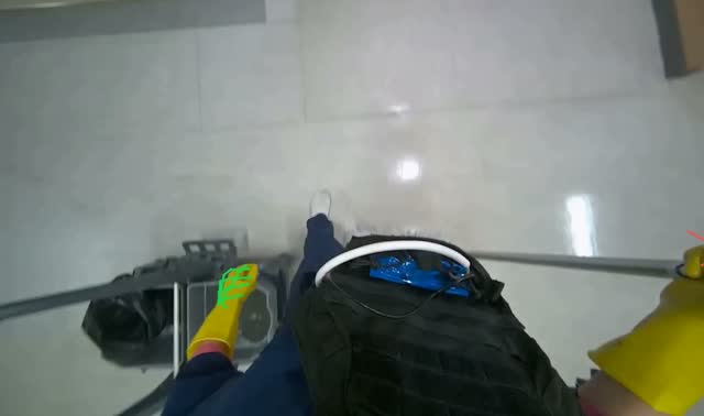Mopping floor with flat mop: egocentric robotics sample