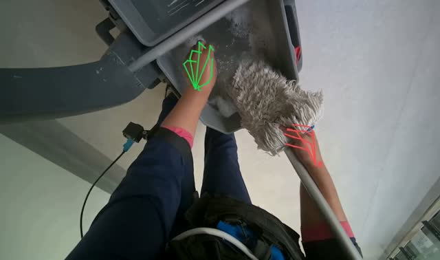 Wringing mop in bucket: egocentric robotics sample