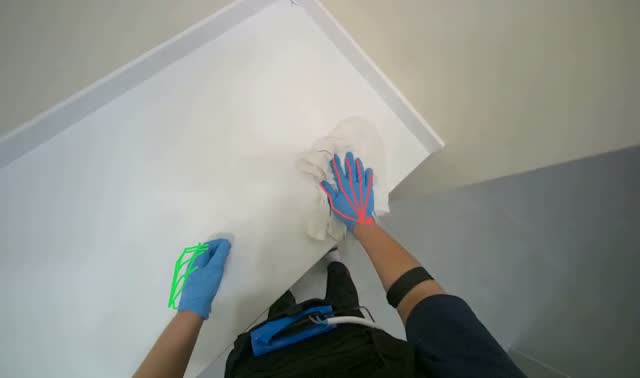 Wiping bathroom vanity surfaces: egocentric robotics sample