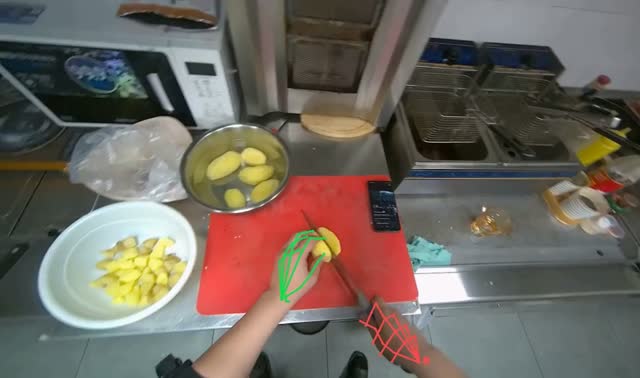 Slicing potatoes for preparation: egocentric robotics sample