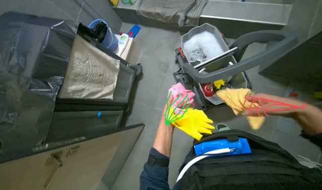 Preparing cleaning equipment and solutions: egocentric robotics sample