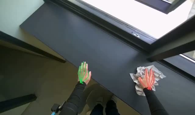 Wiping window sill: egocentric robotics sample