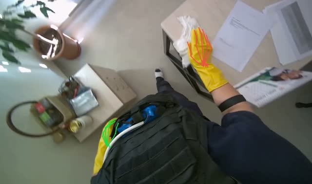 Wiping office surfaces and furniture: egocentric robotics sample