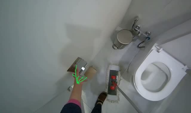 Mopping bathroom floor: egocentric robotics sample