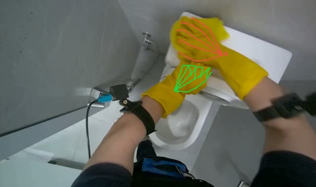 Cleaning toilet: egocentric robotics sample