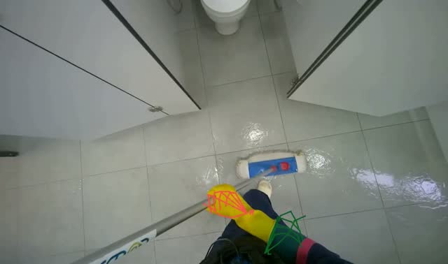 Mopping restroom floor: egocentric robotics sample