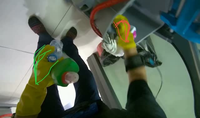 Organizing cleaning cart supplies: egocentric robotics sample