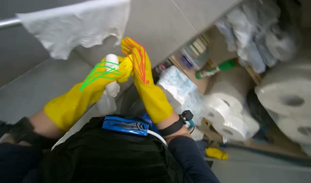 Attaching cloth to mop: egocentric robotics sample