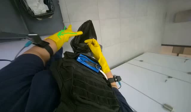 Emptying trash bins in restrooms: egocentric robotics sample