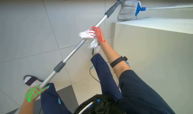 Wiping glass frames with cloth: egocentric robotics sample