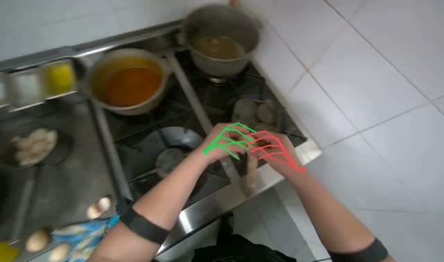 Cracking eggs into pan: egocentric robotics sample