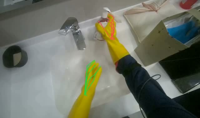 Cleaning restroom sinks with cloth: egocentric robotics sample