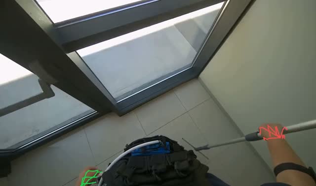Wiping glass frames with cloth: egocentric robotics sample