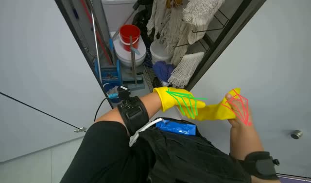 Preparing cleaning supplies and bucket: egocentric robotics sample