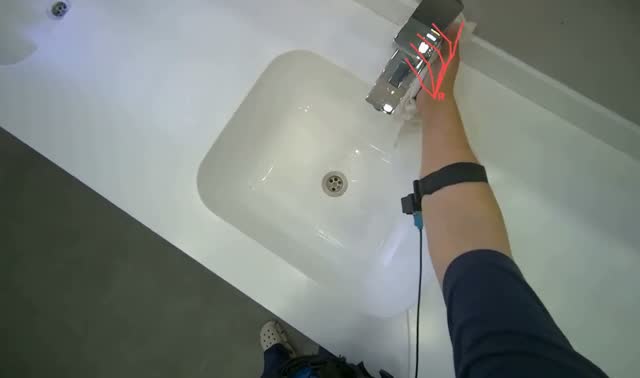 Cleaning bathroom sink area: egocentric robotics sample