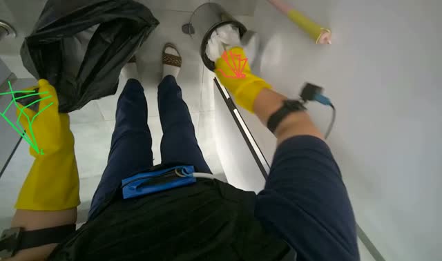 Replacing trash bags in restrooms: egocentric robotics sample