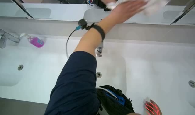 Wiping bathroom mirror: egocentric robotics sample
