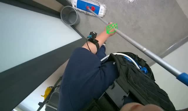 Mopping hallway floor: egocentric robotics sample