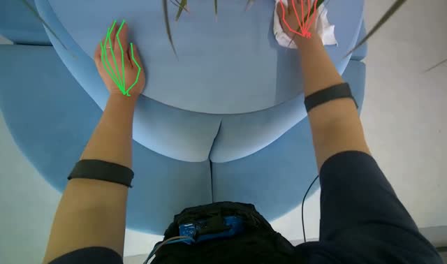 Wiping circular seating area: egocentric robotics sample