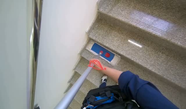 Mopping stairwell stairs: egocentric robotics sample