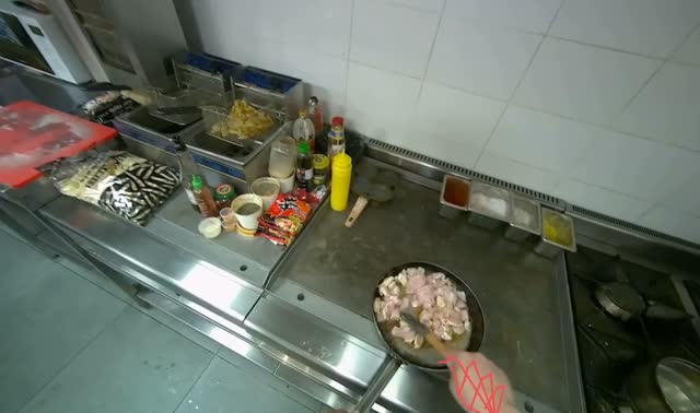 Stirring chicken in pan: egocentric robotics sample