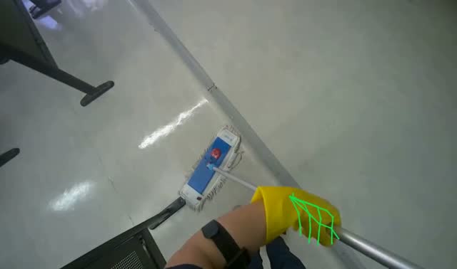Mopping light-colored floor: egocentric robotics sample