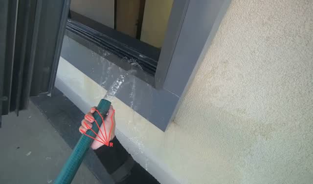 Spraying water into window frame: egocentric robotics sample