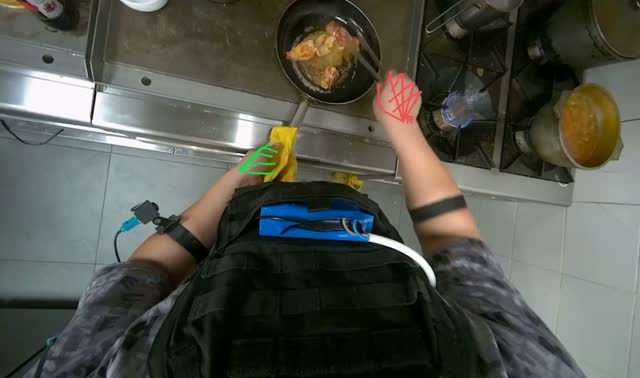 Frying meat in a pan: egocentric robotics sample