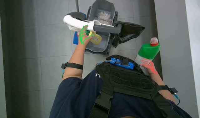 Preparing cleaning supplies and solutions: egocentric robotics sample