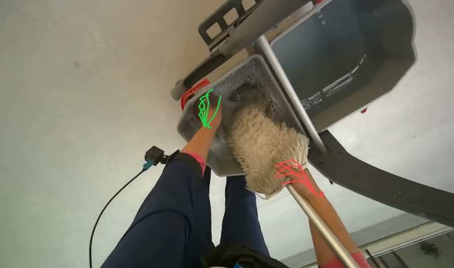 Mopping floor with mop: egocentric robotics sample