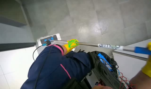 Mopping bathroom floor: egocentric robotics sample