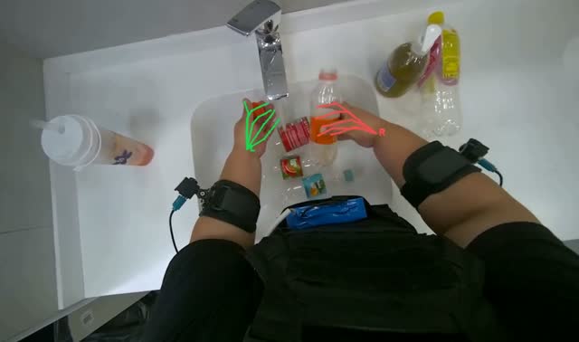 Rinsing plastic bottles and containers: egocentric robotics sample