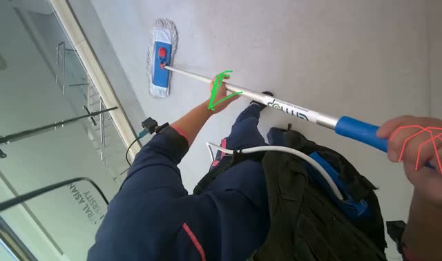 Mopping hallway floor: egocentric robotics sample