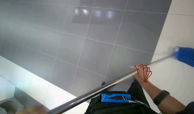 Preparing and dry mopping floor: egocentric robotics sample