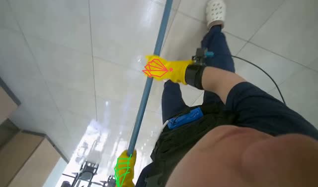 Cleaning floor with mop: egocentric robotics sample