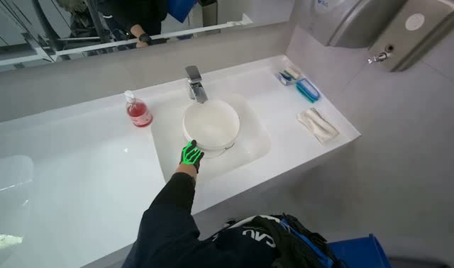 Preparing cleaning cart and supplies: egocentric robotics sample